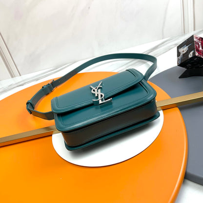 YSL Solferino Mini Satchel Bag Teal Blue Calfskin 285594