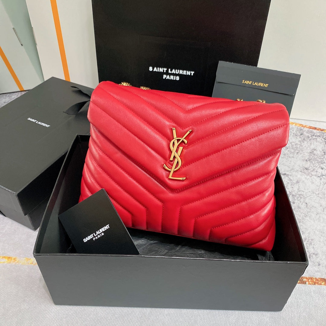 LOULOU MEDIUM 32 RED QUILTED LEATHER