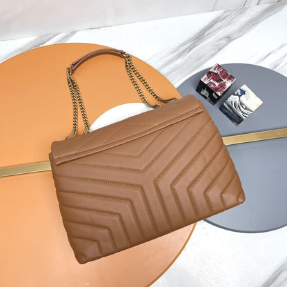 YSL Large Loulou Bag 33cm Tan Brown Lambskin