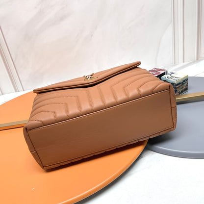 YSL Large Loulou Bag 33cm Tan Brown Lambskin