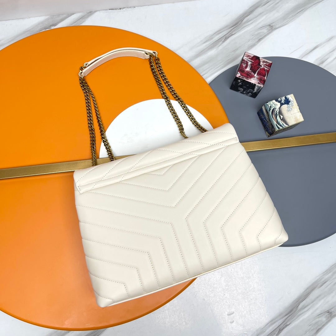 YSL Large Loulou Bag 33cm White Lambskin