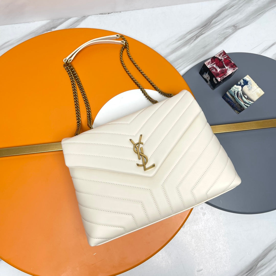 YSL Large Loulou Bag 33cm White Lambskin