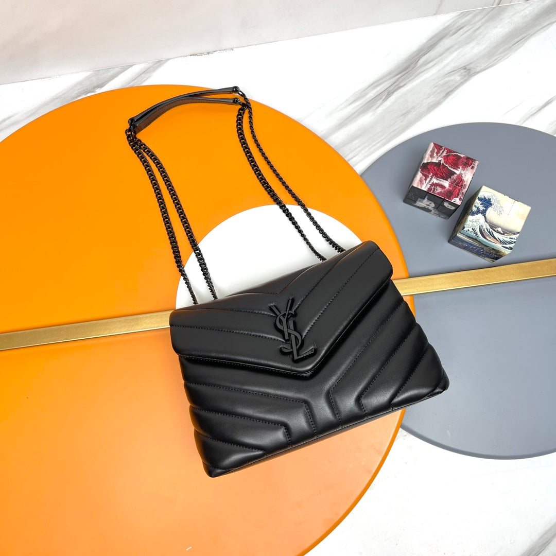YSL Small Loulou Bag 23cm Full Black Lambskin