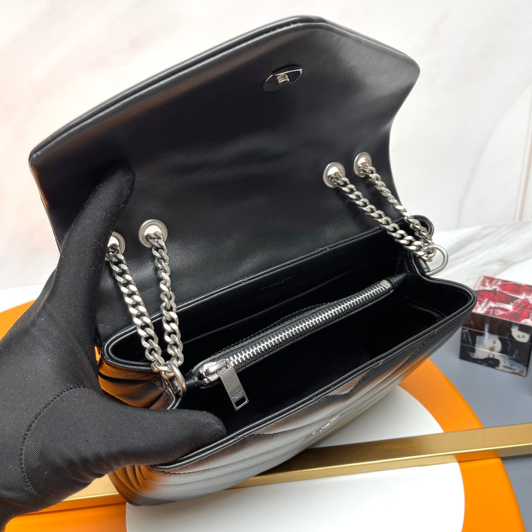 YSL Small Loulou Bag 23cm Black Lambskin SHW