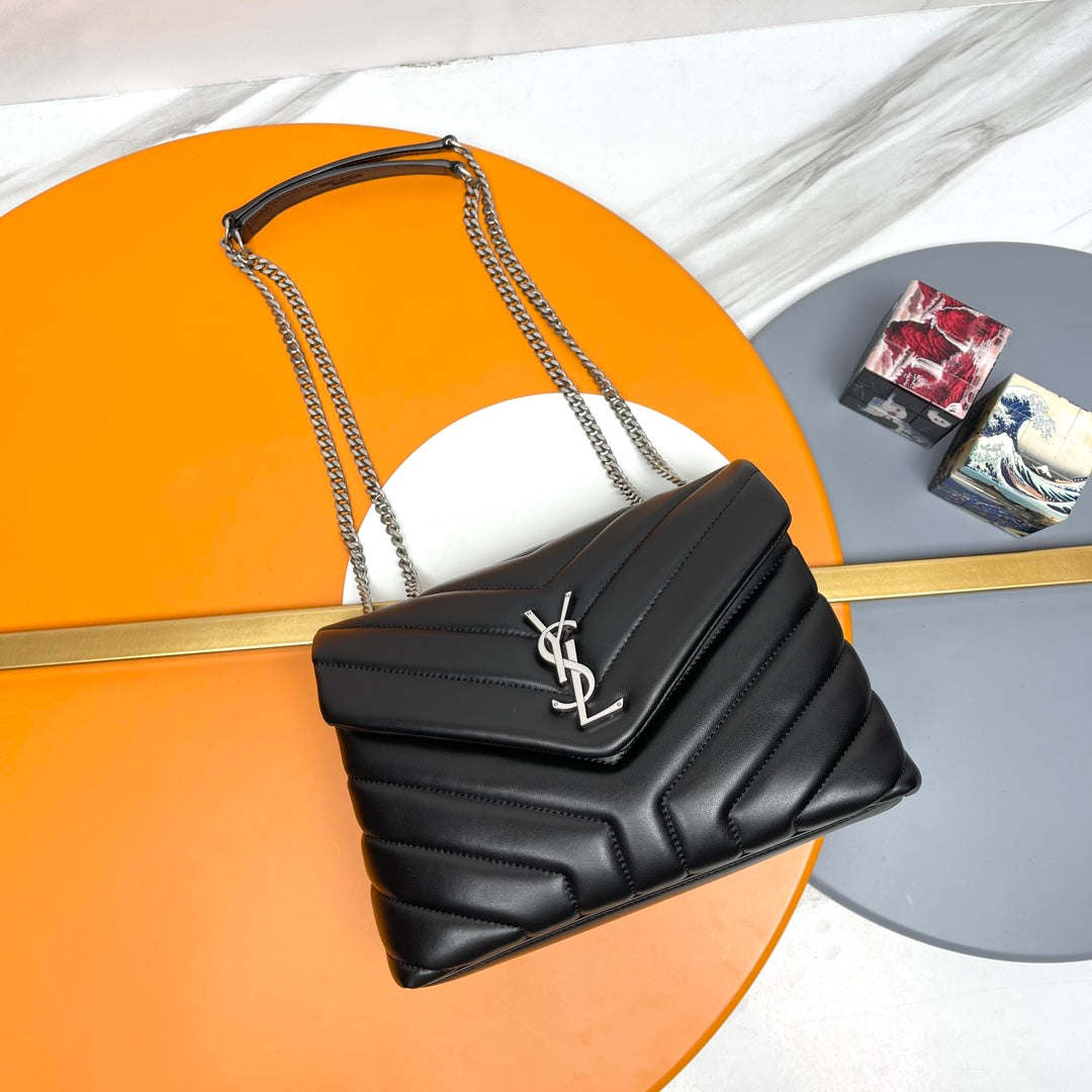 YSL Small Loulou Bag 23cm Black Lambskin SHW