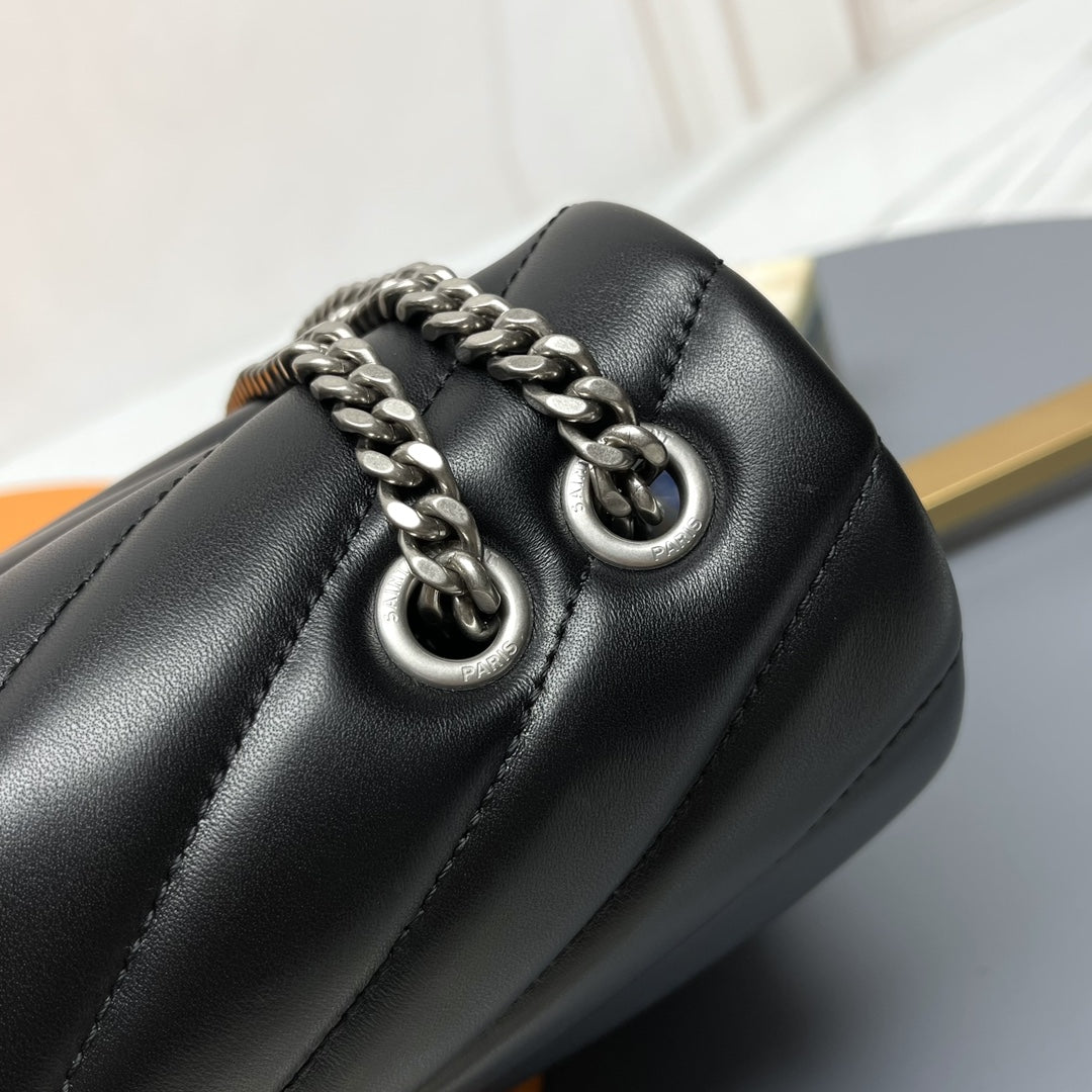 YSL Small Loulou Bag 23cm Black Lambskin SHW