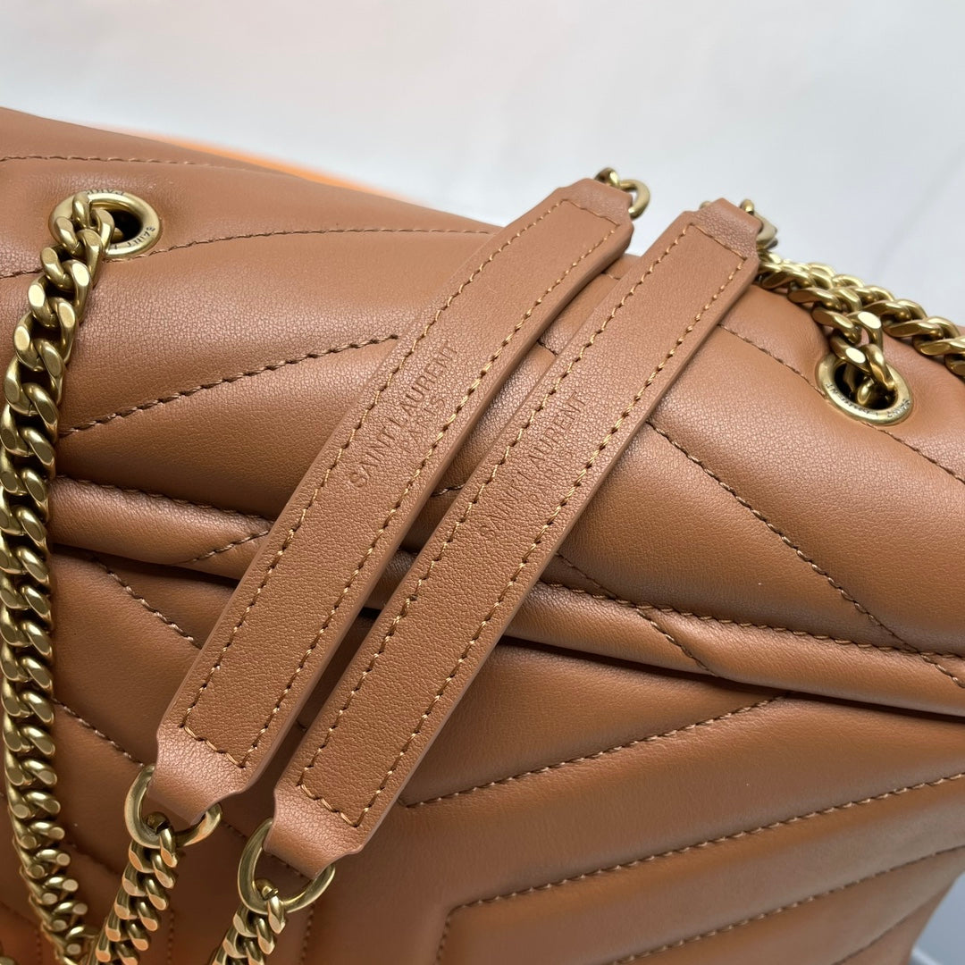 YSL Small Loulou Bag 23cm Tan Brown Lambskin