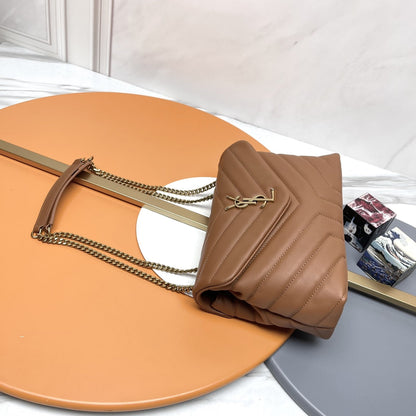 YSL Small Loulou Bag 23cm Tan Brown Lambskin
