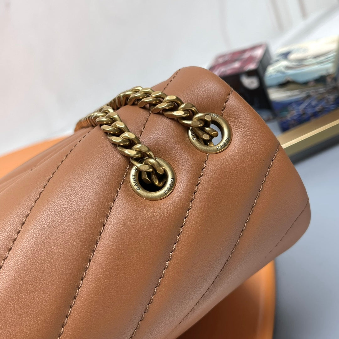 YSL Small Loulou Bag 23cm Tan Brown Lambskin