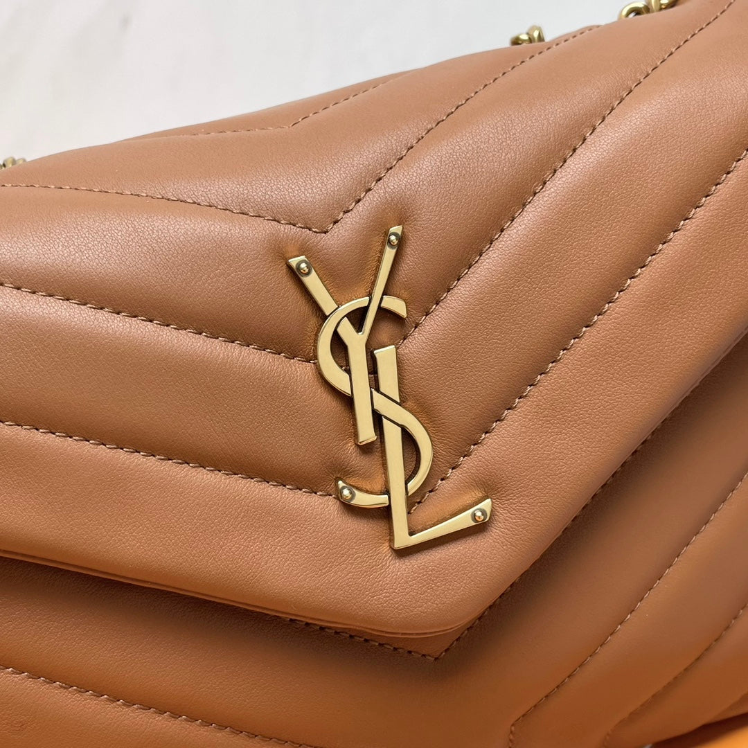 YSL Small Loulou Bag 23cm Tan Brown Lambskin