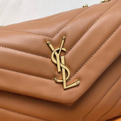 YSL Small Loulou Bag 23cm Tan Brown Lambskin