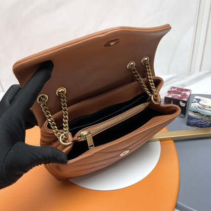 YSL Small Loulou Bag 23cm Tan Brown Lambskin
