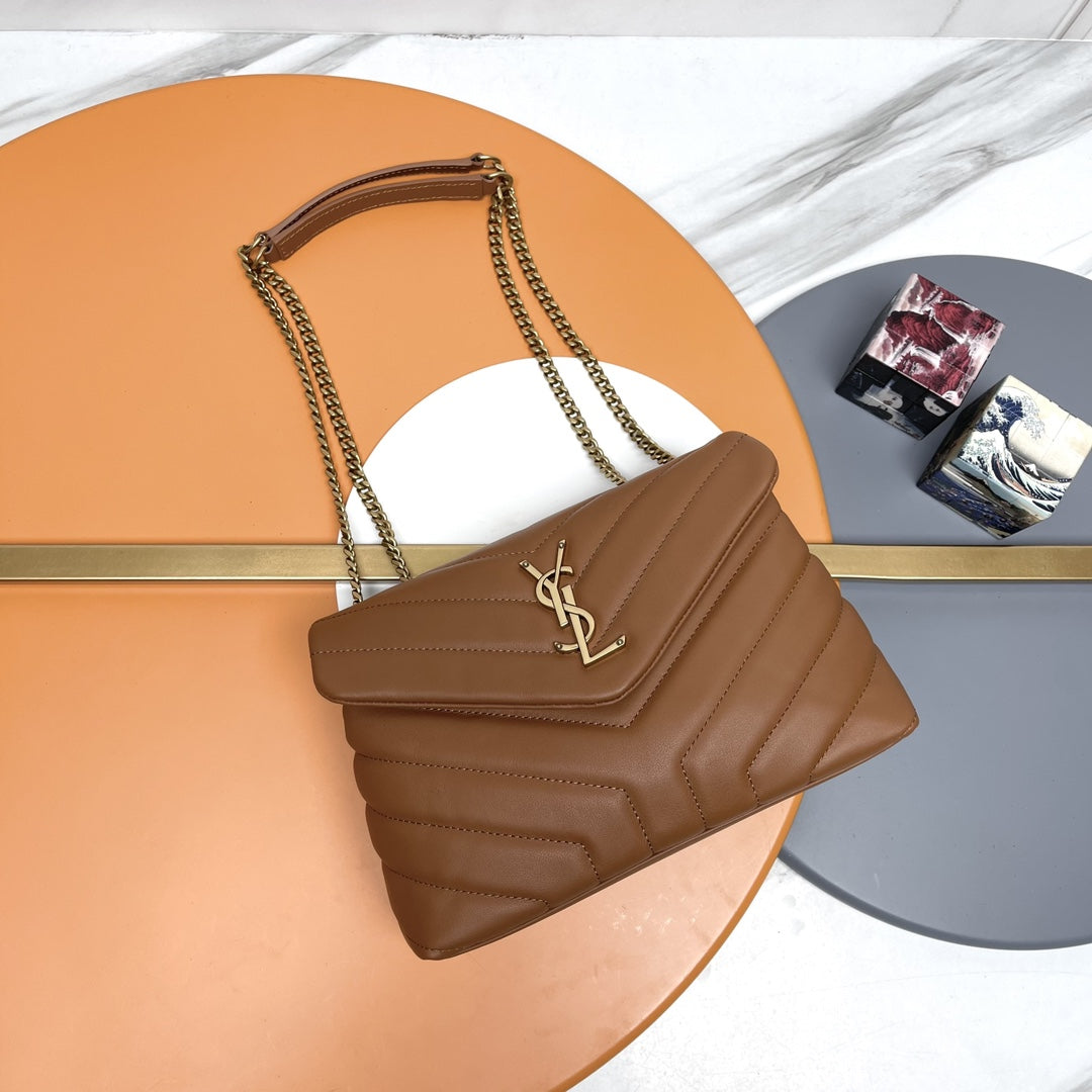 YSL Small Loulou Bag 23cm Tan Brown Lambskin