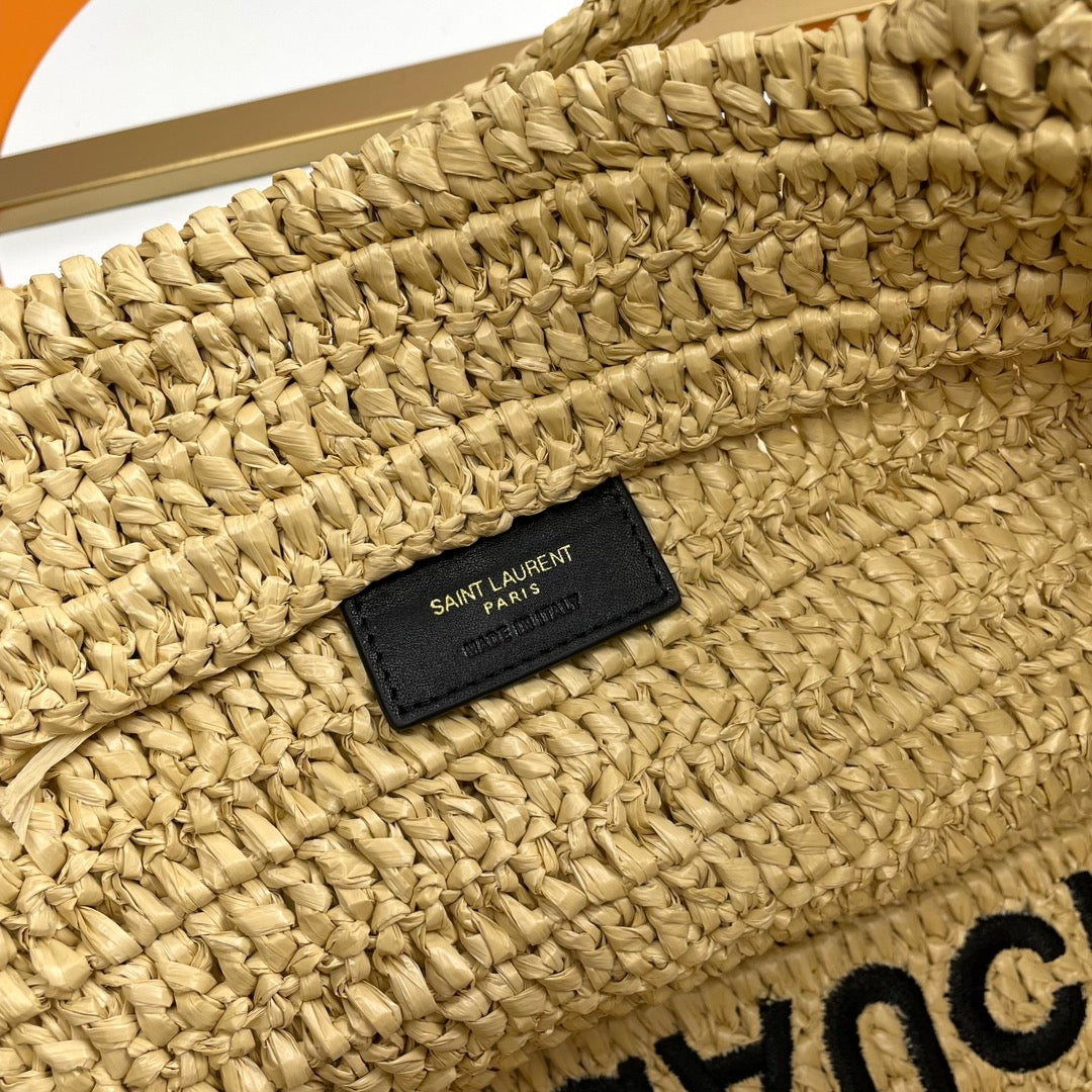 YSL Rive Gauche Tote Bag 38cm Straw Color in Raffia 285698
