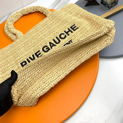 YSL Rive Gauche Tote Bag 38cm Straw Color in Raffia 285698