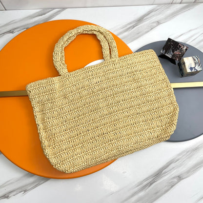 YSL Rive Gauche Tote Bag 38cm Straw Color in Raffia 285698
