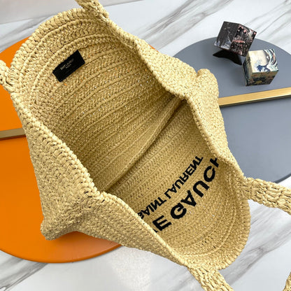 YSL Rive Gauche Tote Bag 38cm Straw Color in Raffia 285698