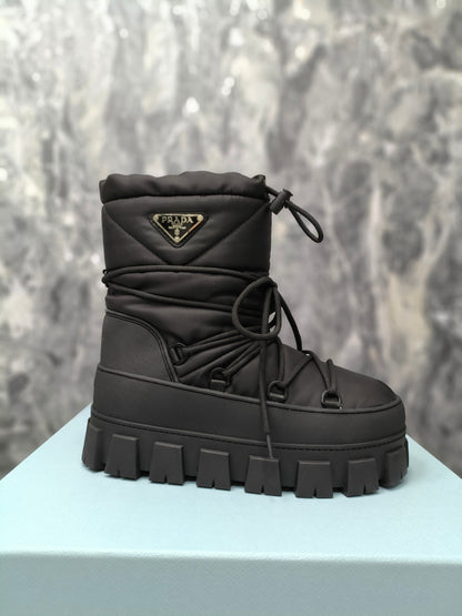 PRA RE-NYLON GABARDINE APRÈS SKI BOOTIES BLACK