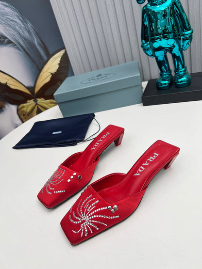 Prada 26SS Sandal 4cm Red Satin 680970