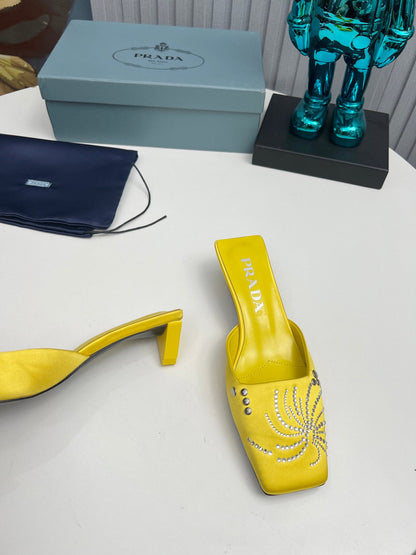 Prada 26SS Sandal 4cm Yellow Satin 680972