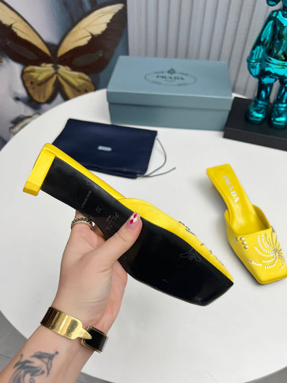 Prada 26SS Sandal 4cm Yellow Satin 680972