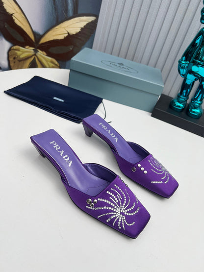 Prada 26SS Sandal 4cm Purple Satin 680974