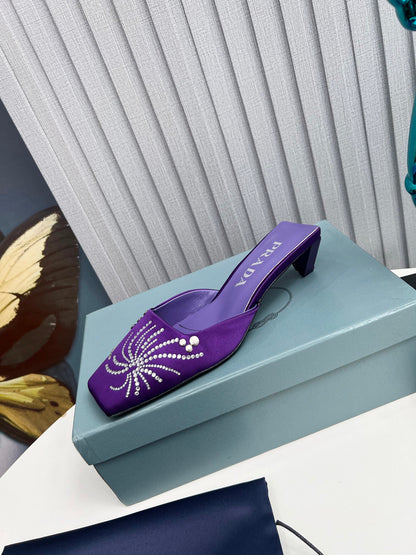 Prada 26SS Sandal 4cm Purple Satin 680974