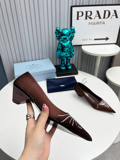 Prada 26SS Pumps 4cm Chocolate Satin 680957