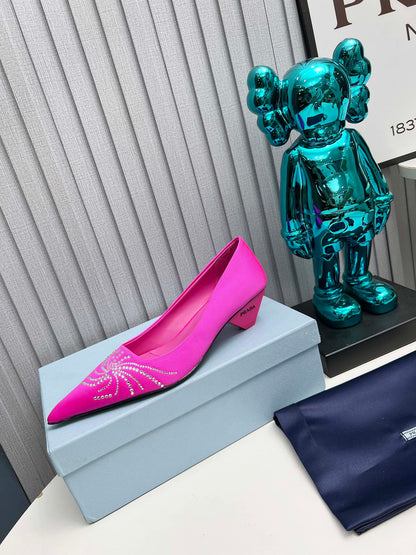 Prada 26SS Pumps 4cm Hot Pink Satin 680958