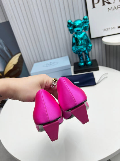 Prada 26SS Pumps 4cm Hot Pink Satin 680958