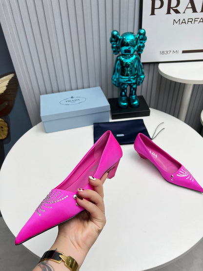 Prada 26SS Pumps 4cm Hot Pink Satin 680958