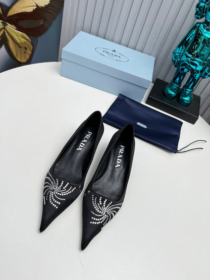 Prada 26SS Pumps 4cm Black Satin 680959