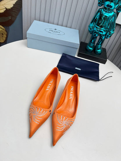Prada 26SS Pumps 4cm Orange Satin 680960