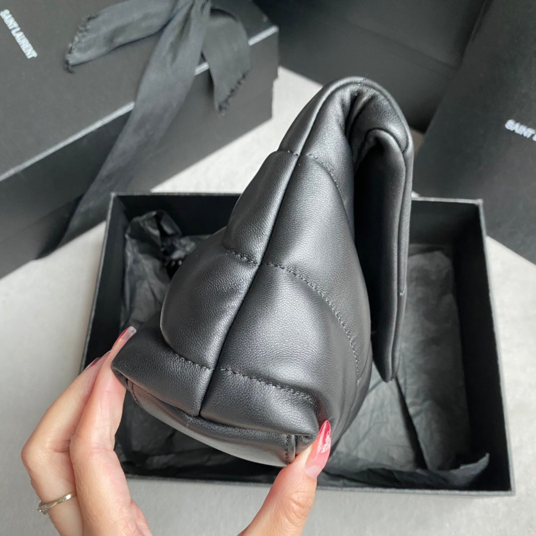 LOULOU MINI 23 ALL BLACK QUILTED LEATHER