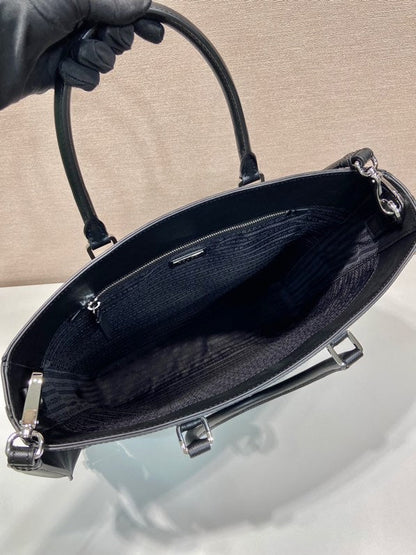 Prada Triangle-Logo Tote Bag Black Saffiano Leather