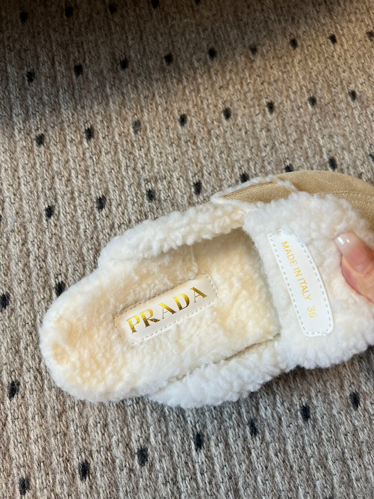 Pra Slippers Light Taupe Suede & Shearling 478566