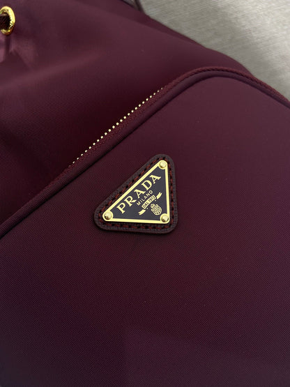 PRA bucket bag 23 burgundy nylon fabric 280826