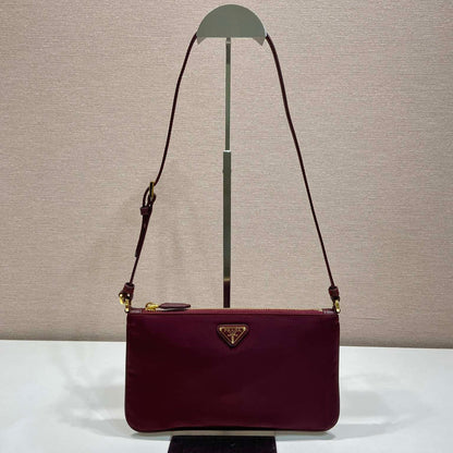 PRA vintage long shoulder bag burgundy nylon fabric