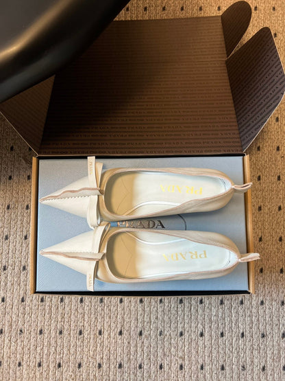 Prada Antiqued Pumps 55mm White Calfskin 606397
