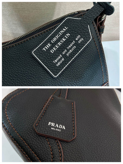 Prada Aimèe Large Shoulder 36cm Bag Black Cowhide