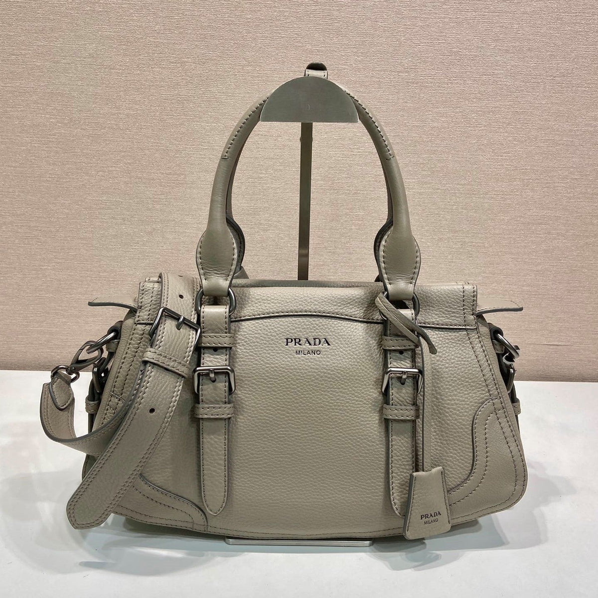 Prada Large Tote Bag 35cm Taupe Leather