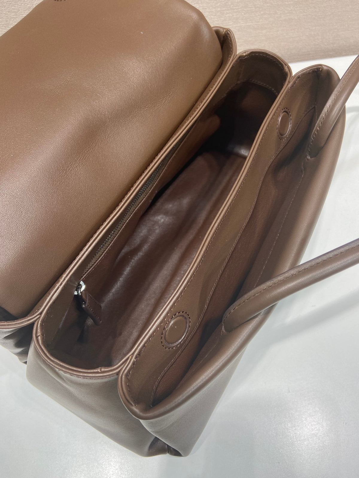 Prada Passage Medium Bag 28cm Brown Leather Re-Nylon