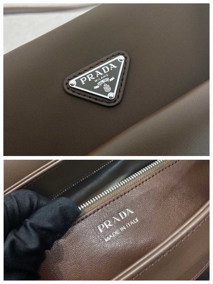Prada Passage Medium Bag 28cm Brown Leather Re-Nylon