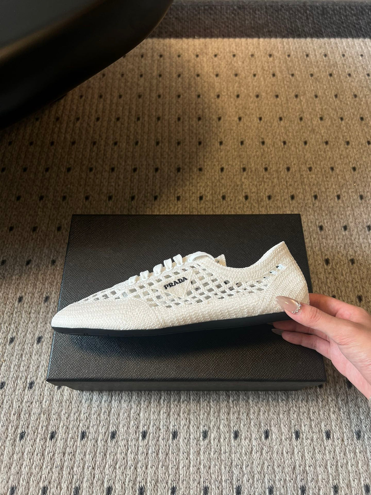 Prada 26s Collapse Sneakers White Crochet Laced 726977
