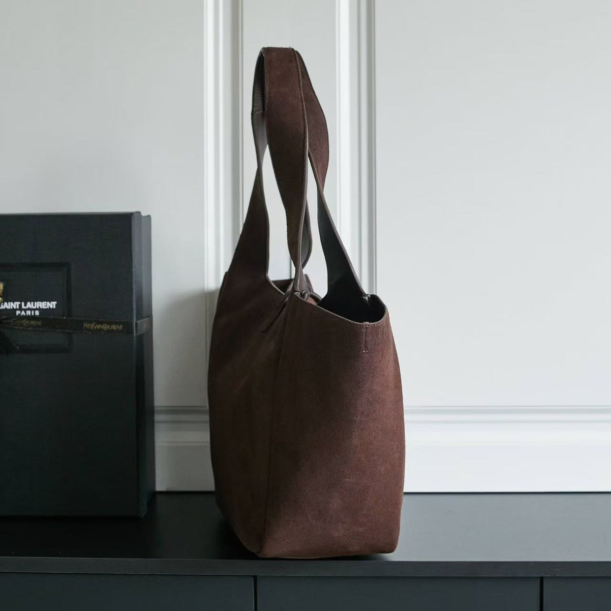 YSL Le 5 À 7 Bea Hobo Bag Dark Brown Suede