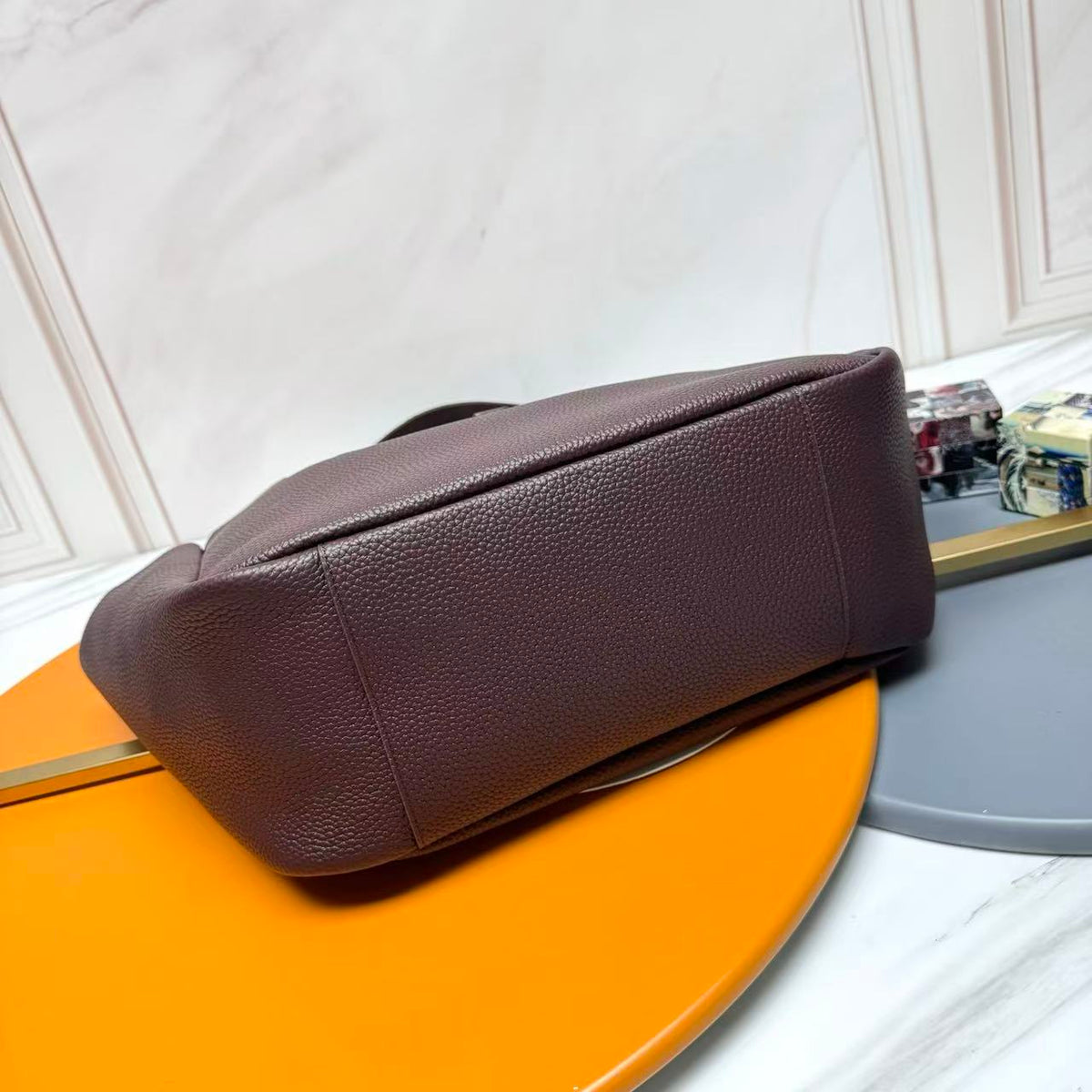 YSL Le 5 À 7 Bea Hobo Bag Dark Brown Grained Leather