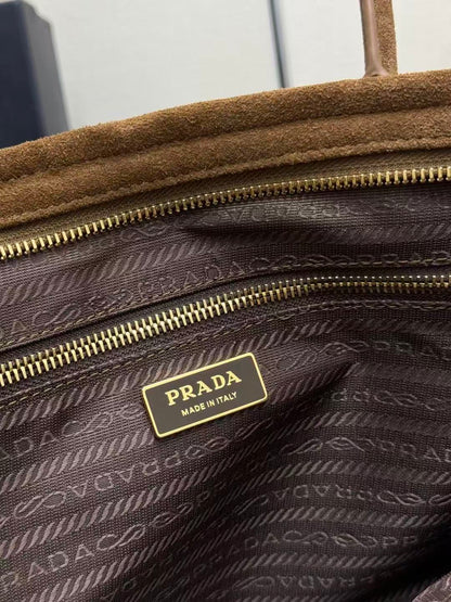 Prada Bonnie Large 38cm Brown Suede