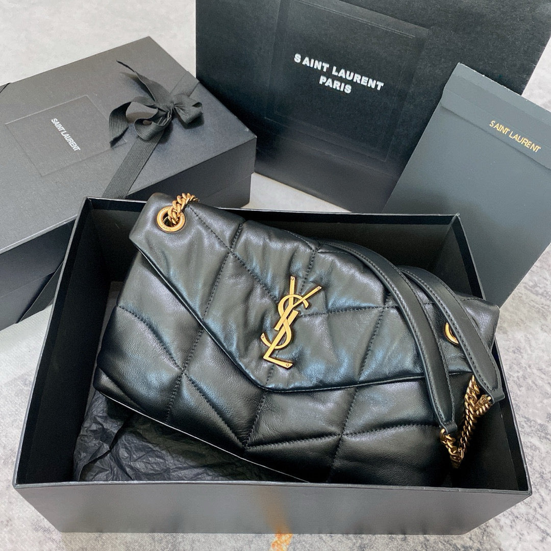 Saint Laurent Small Loulou 29 Shoulder Bag Black Lambskin Ghw