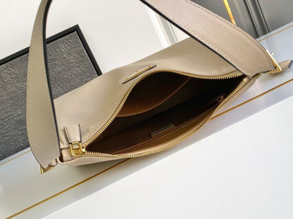 Prada Aimee Underarm Bag 31cm beige Calfskin