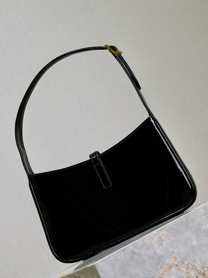 YSL 2025 Le5A7 Bag 25cm Black Gold Patent Leather